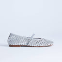 Topshop Bobbi leather woven ballet in silver