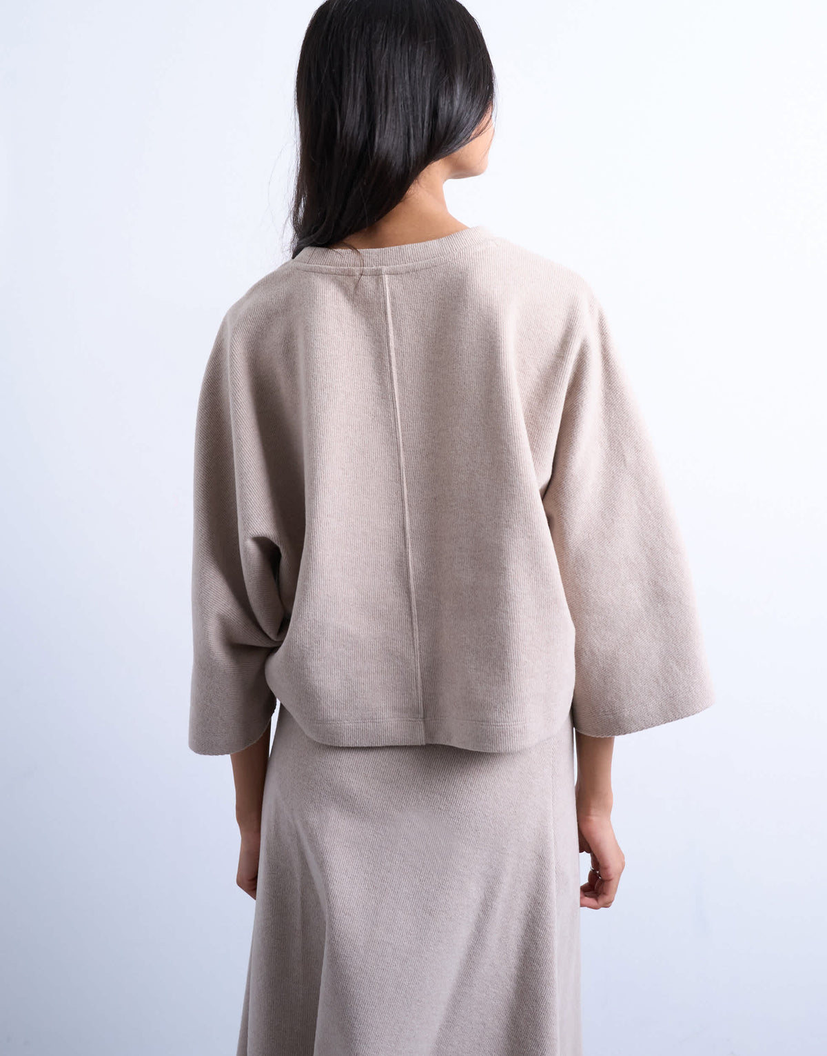 Topshop soft touch super wide crop sleeve tee co-ord in taupe