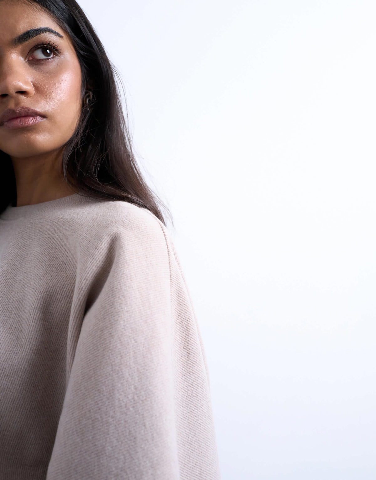 Topshop soft touch super wide crop sleeve tee co-ord in taupe