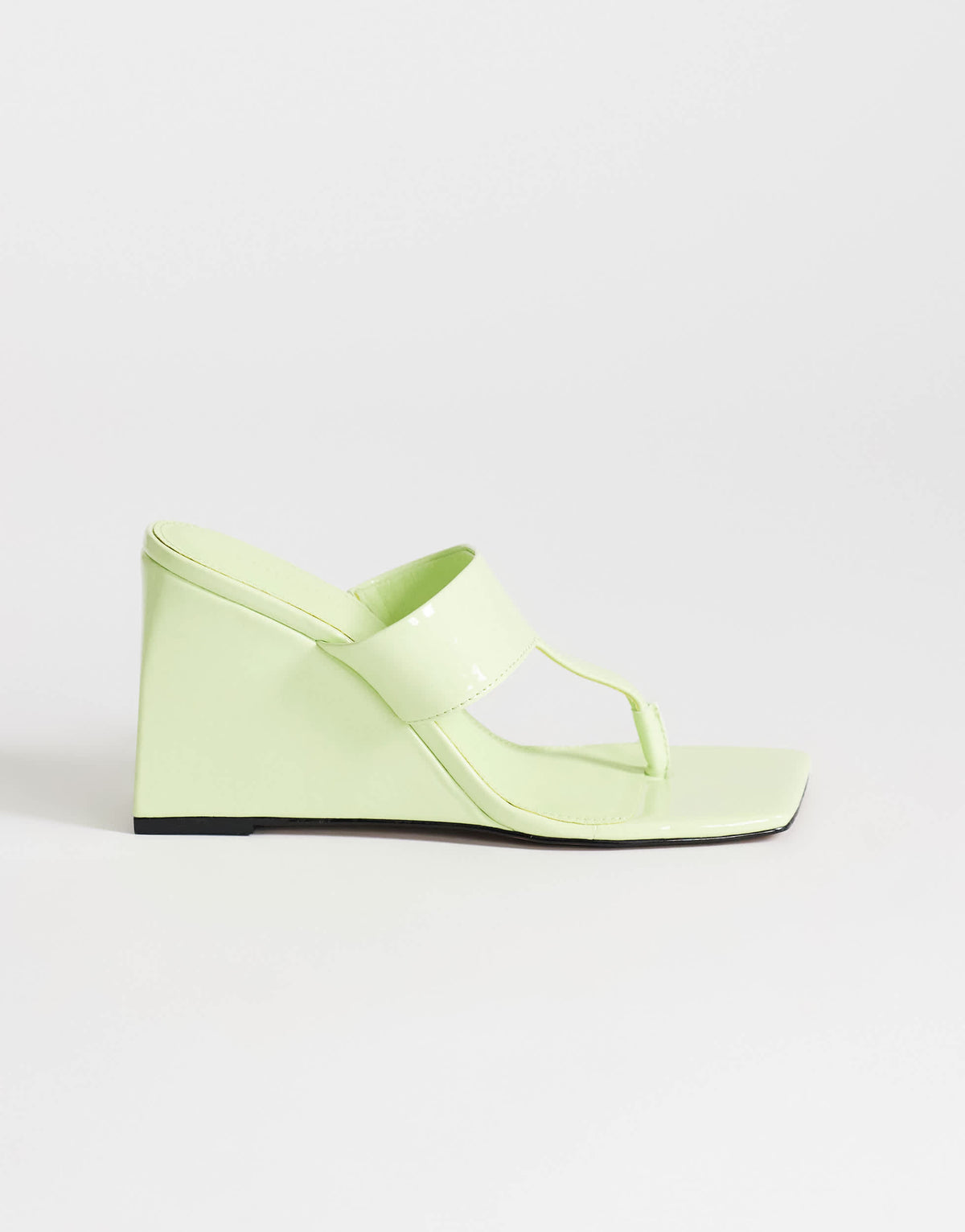 Topshop Archer toe thong wedge heel in lime