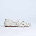 Topshop Bobbi leather woven ballet in buttermilk