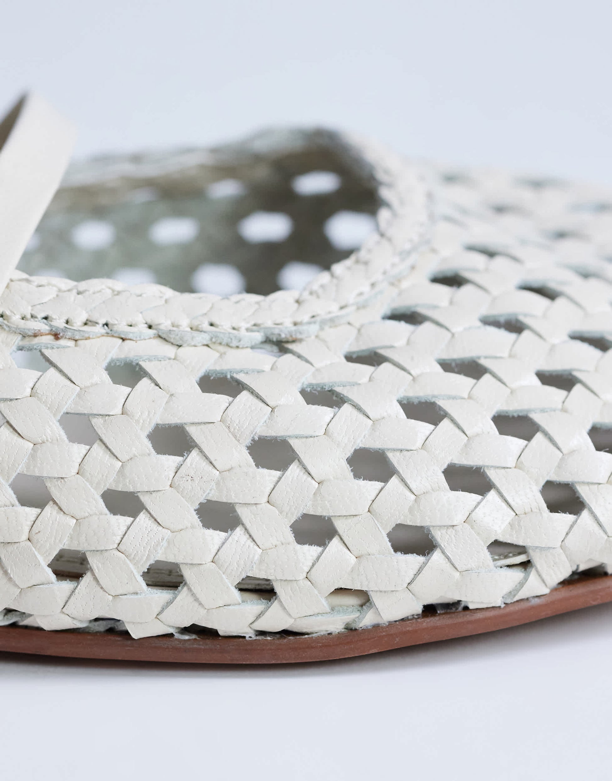 Topshop Bobbi leather woven ballet in buttermilk
