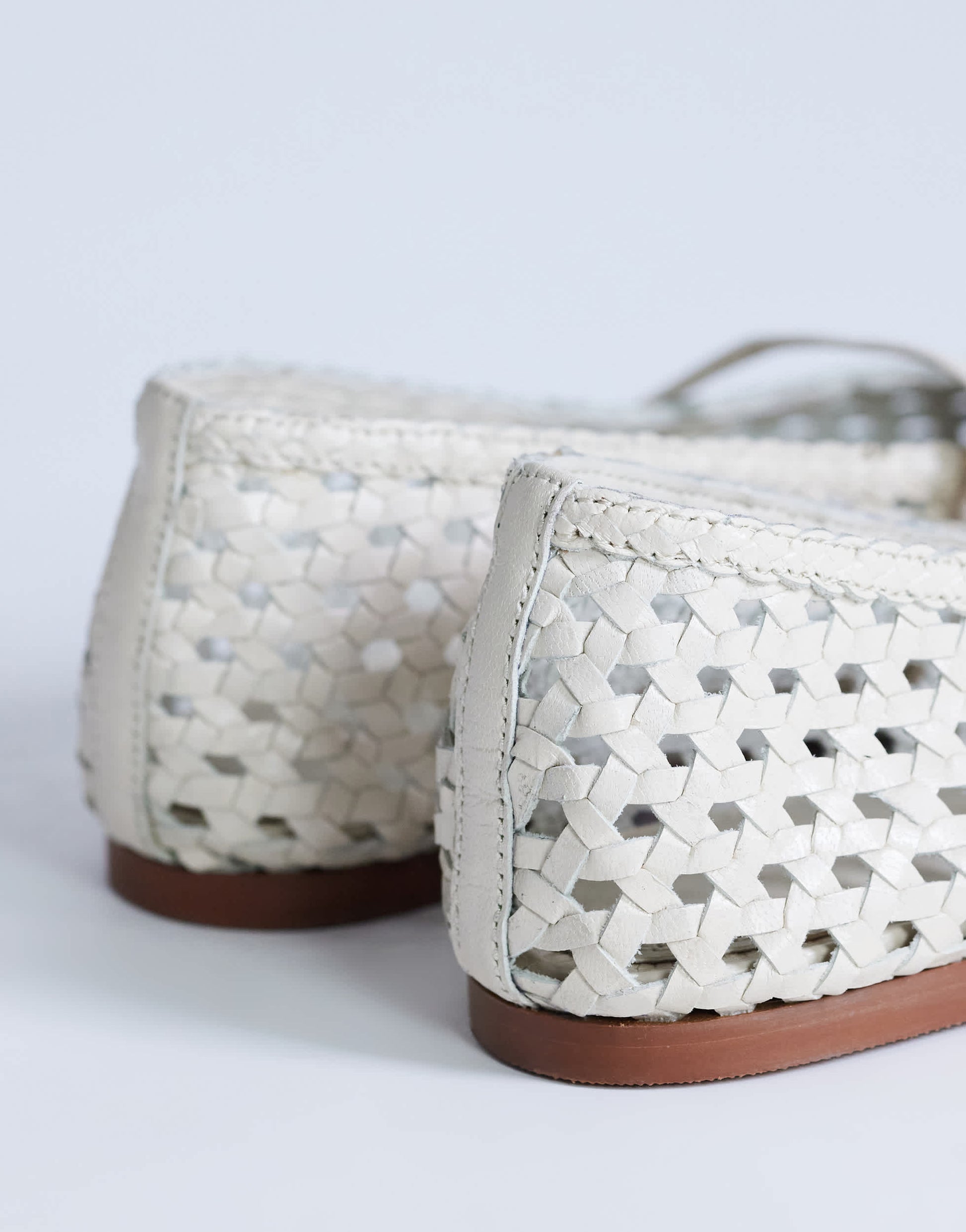 Topshop Bobbi leather woven ballet in buttermilk