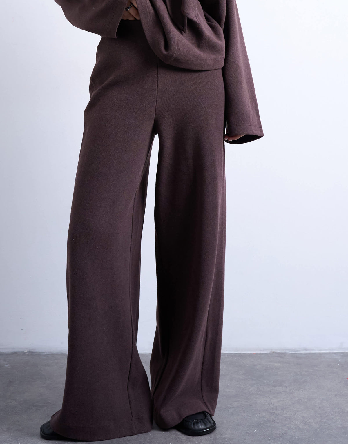 Topshop soft touch wide leg trouser co-ord in chocolate