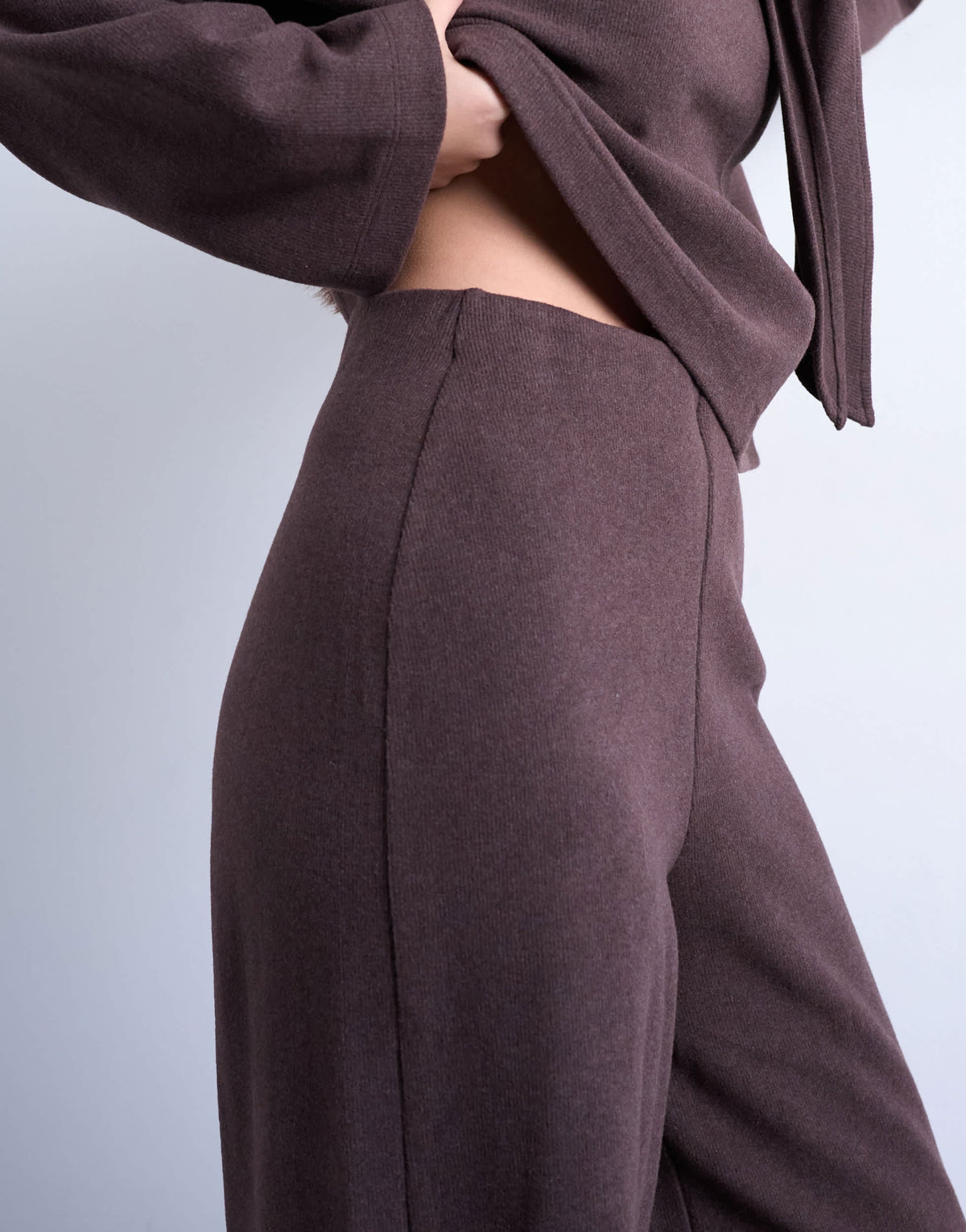 Topshop soft touch wide leg trouser co-ord in chocolate