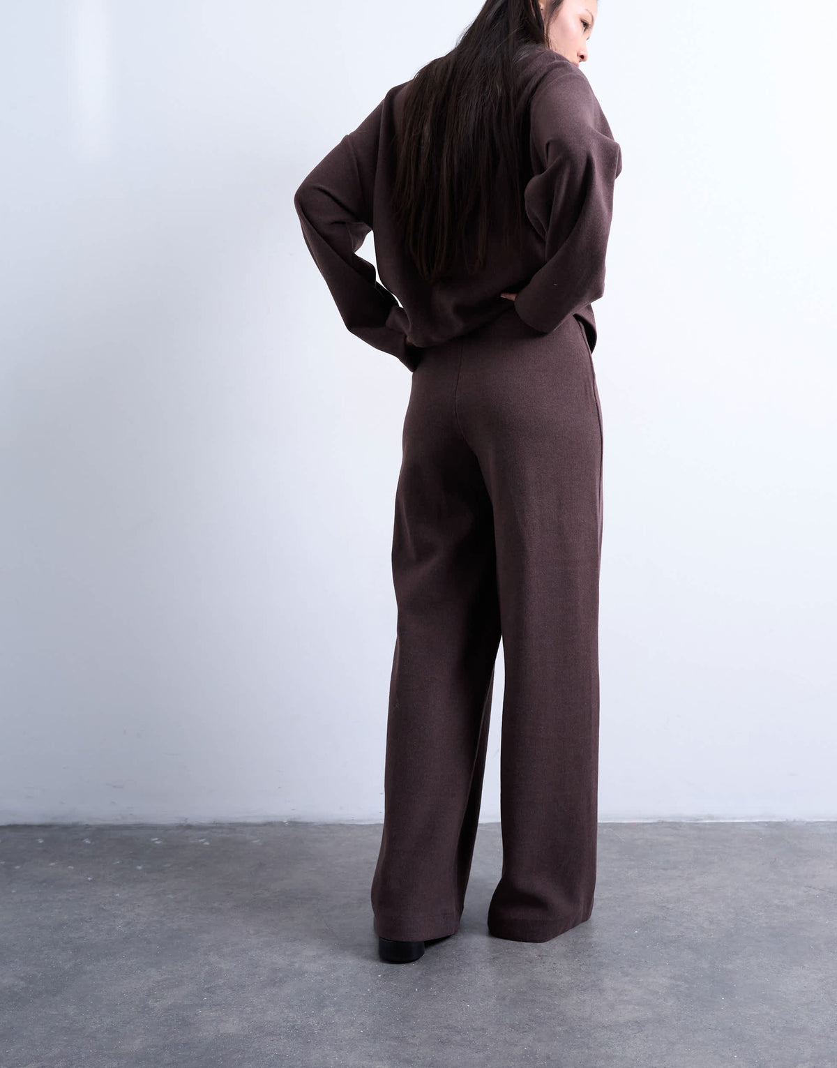 Topshop soft touch wide leg trouser co-ord in chocolate