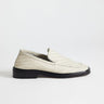 Topshop Bali leather weave flat shoe loafer in off white