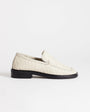 Topshop Bali leather weave flat shoe loafer in off white 