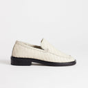Topshop Bali leather weave flat shoe loafer in off white 