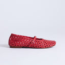 Topshop Bobbi leather woven ballet in red