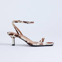 Topshop Ezra strappy high heel sandal in cow print hair on real leather