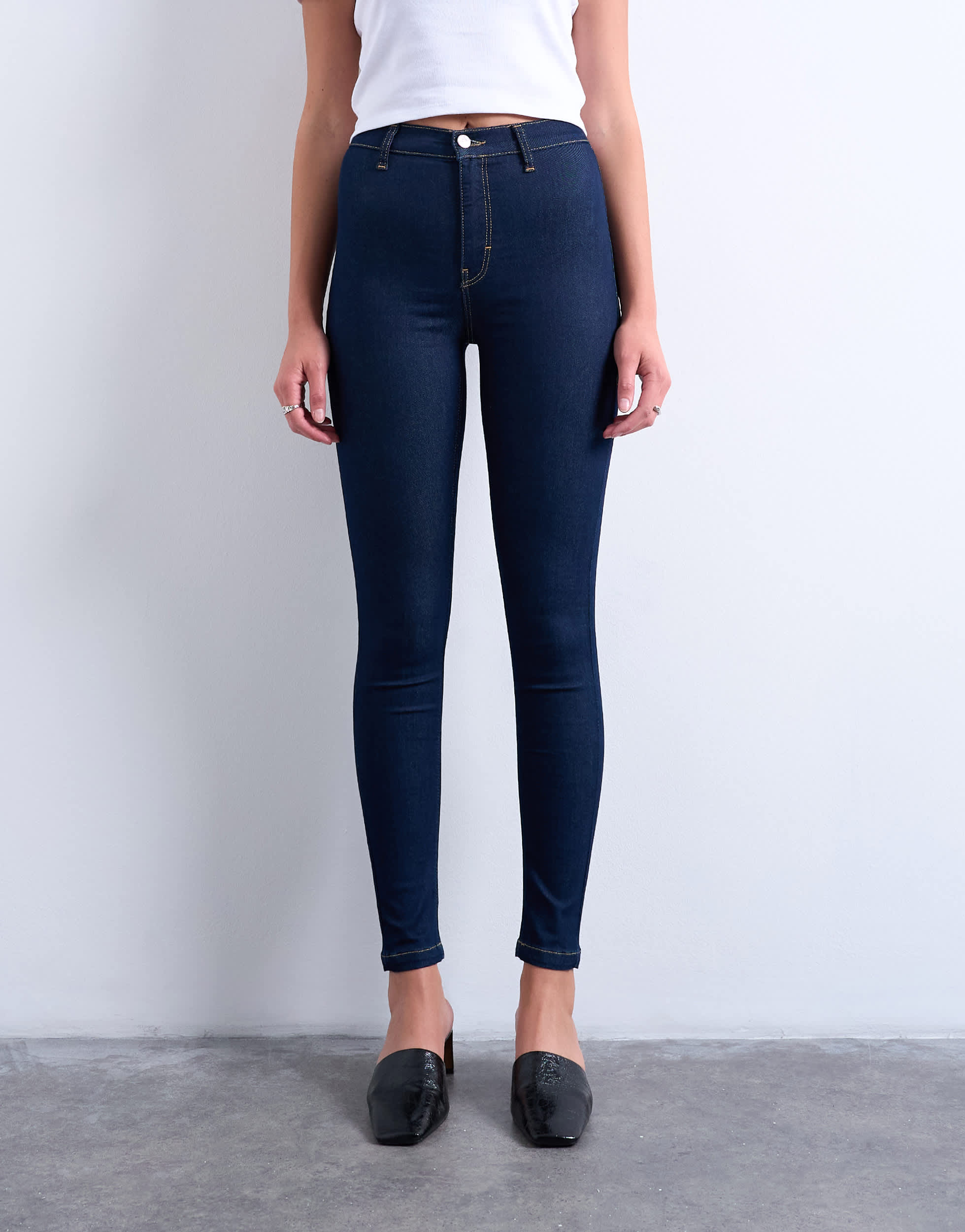 Topshop high rise skinny jean in indigo rinse