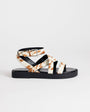 Topshop Sasha strappy flat sandal in cow print hair on real leather
