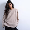 Topshop Soft-Touch-Skater-T-Shirt mit weiten Ärmeln in Taupe