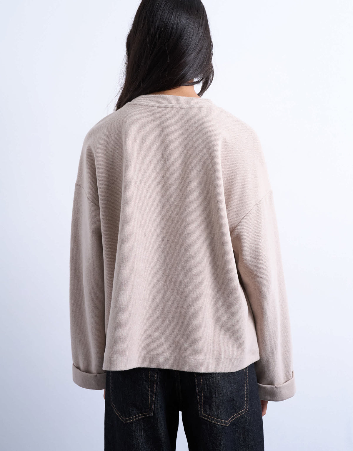 Topshop soft touch wide sleeve skater tee in taupe
