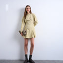 Topshop structured flippy hem mini dress in buttermilk