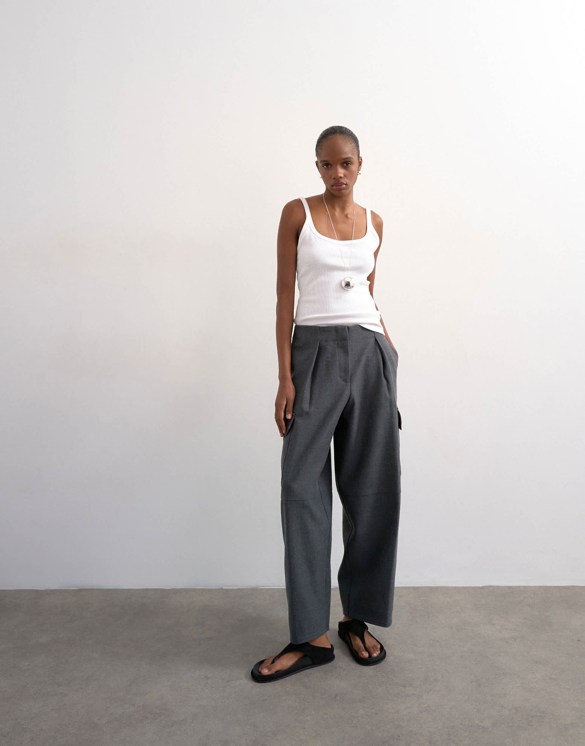 Topshop tailored cargo trouser in charcoal