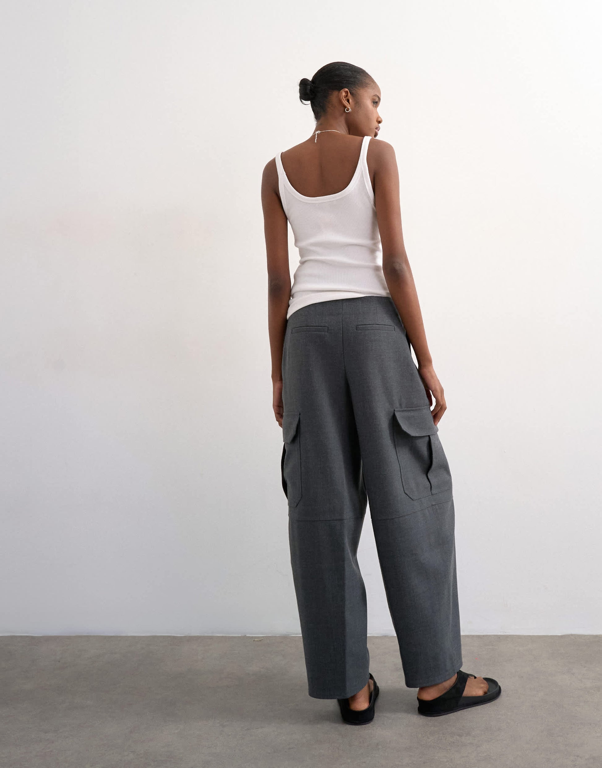 Topshop tailored cargo trouser in charcoal