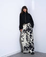 Topshop satin wide leg with tie waist trouser in cow print