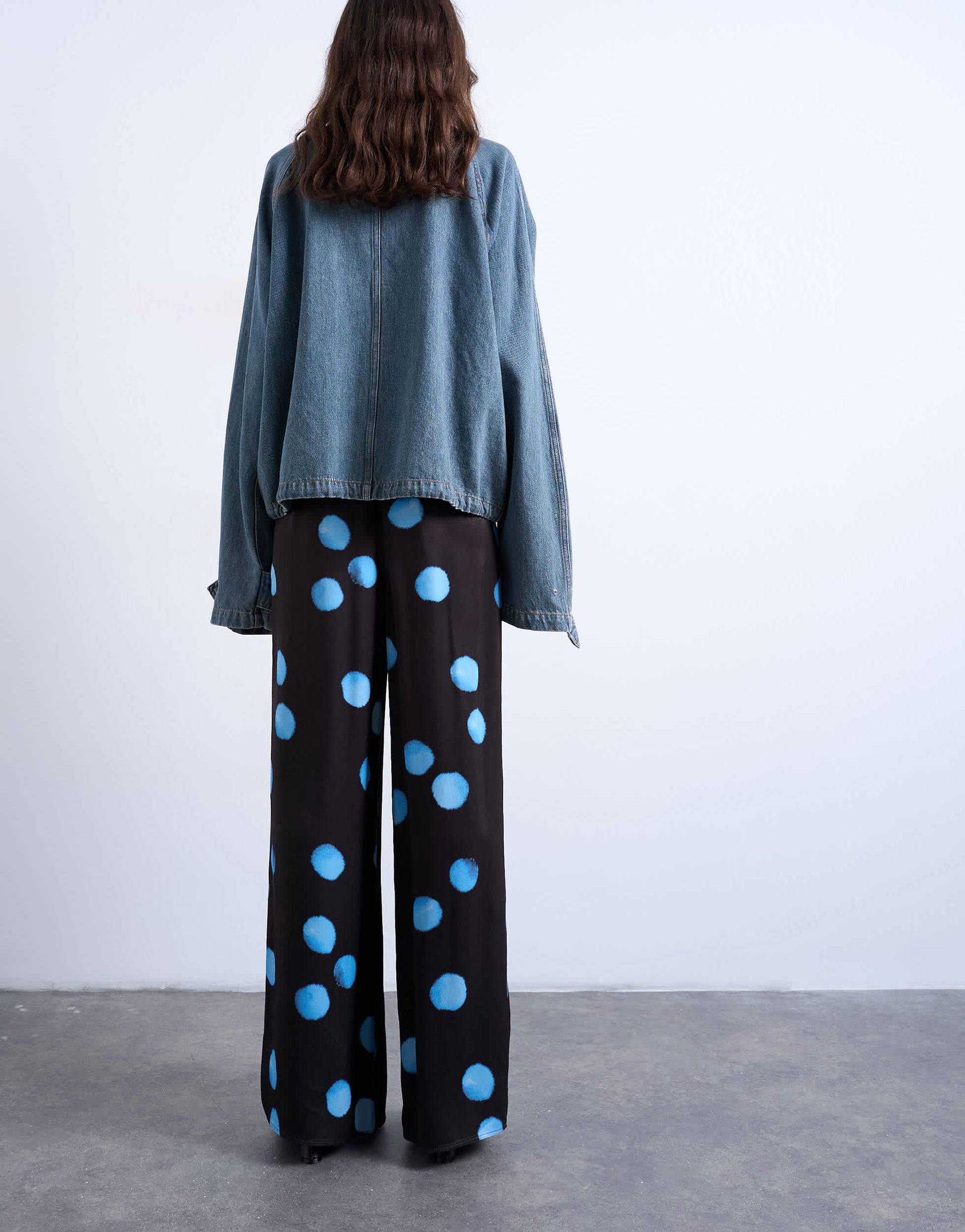 Topshop satin wide leg with tie waist trouser in polka dot