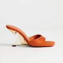 Topshop Esme mule with clear wedge heel in orange