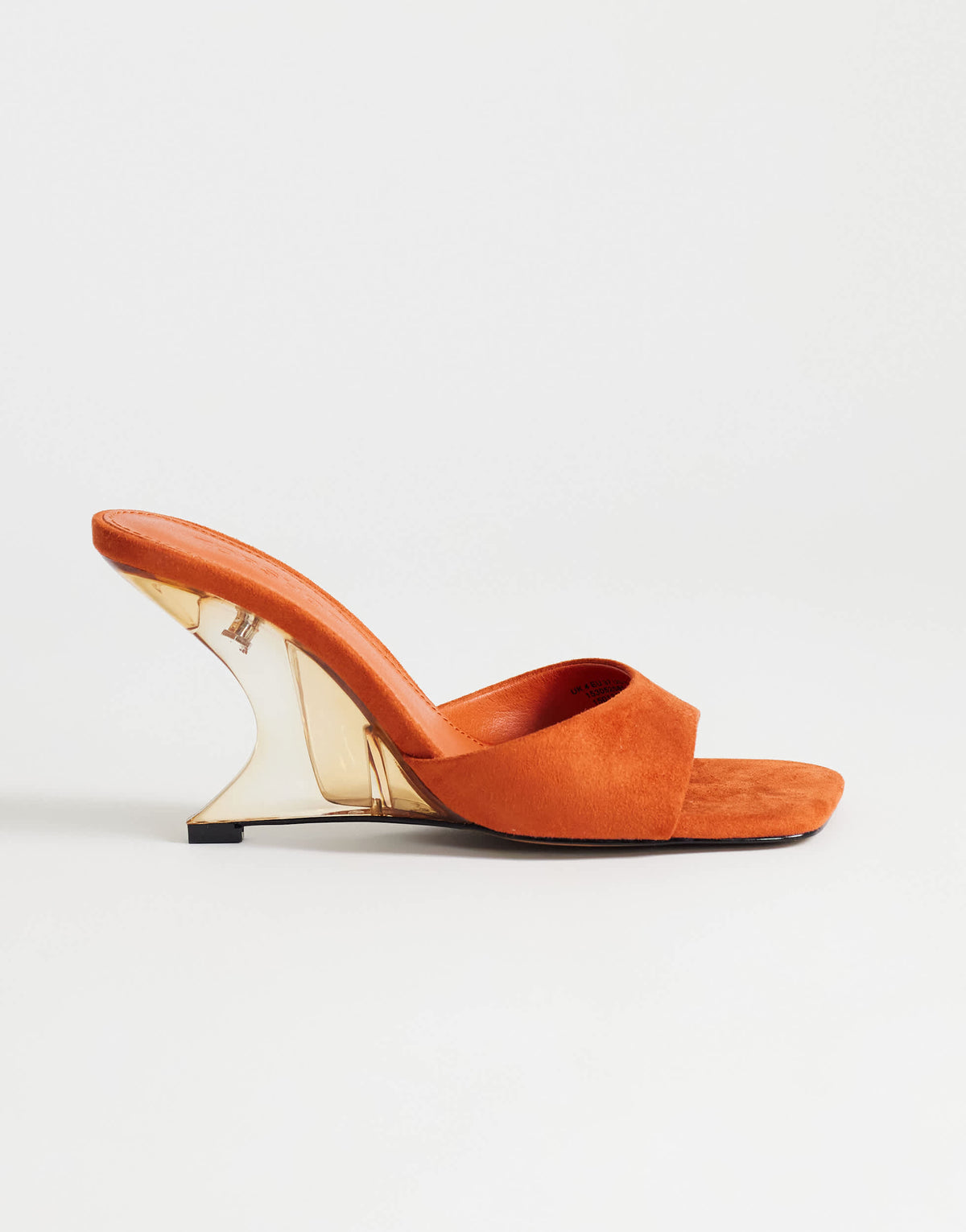 Topshop Esme mule with clear wedge high heel in orange