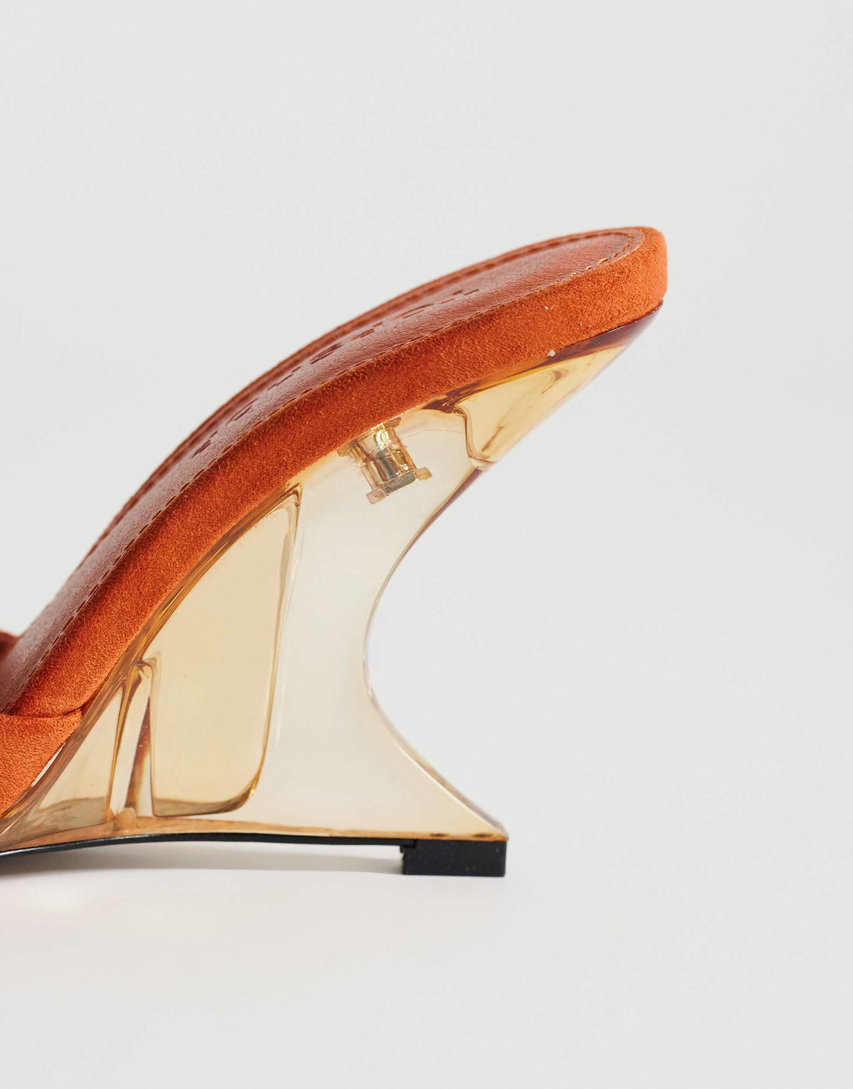 Topshop Esme mule with clear wedge high heel in orange