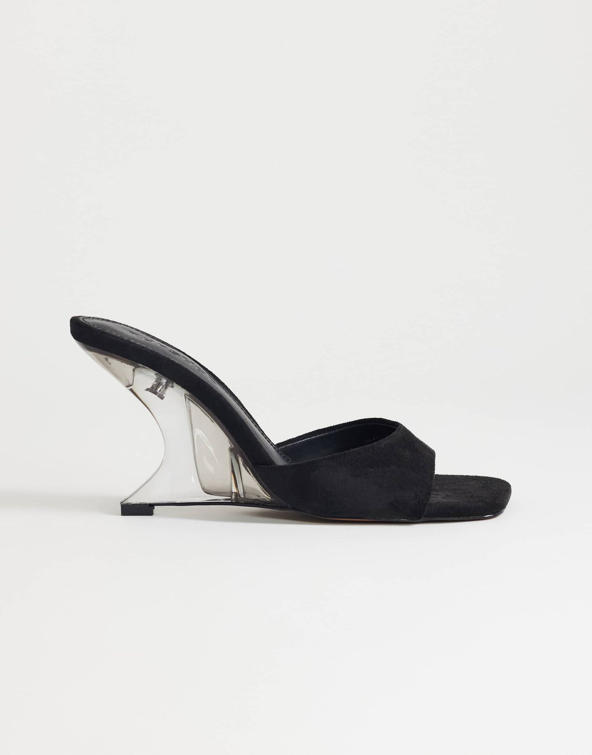 Topshop Esme mule with clear wedge high heel in black