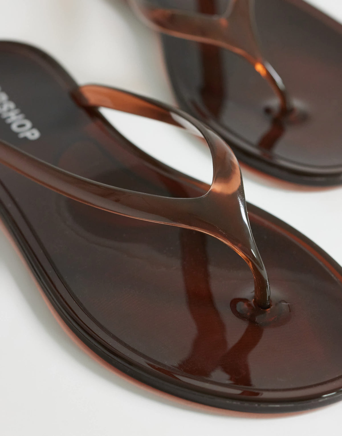 Topshop Elias jelly flip flop in brown