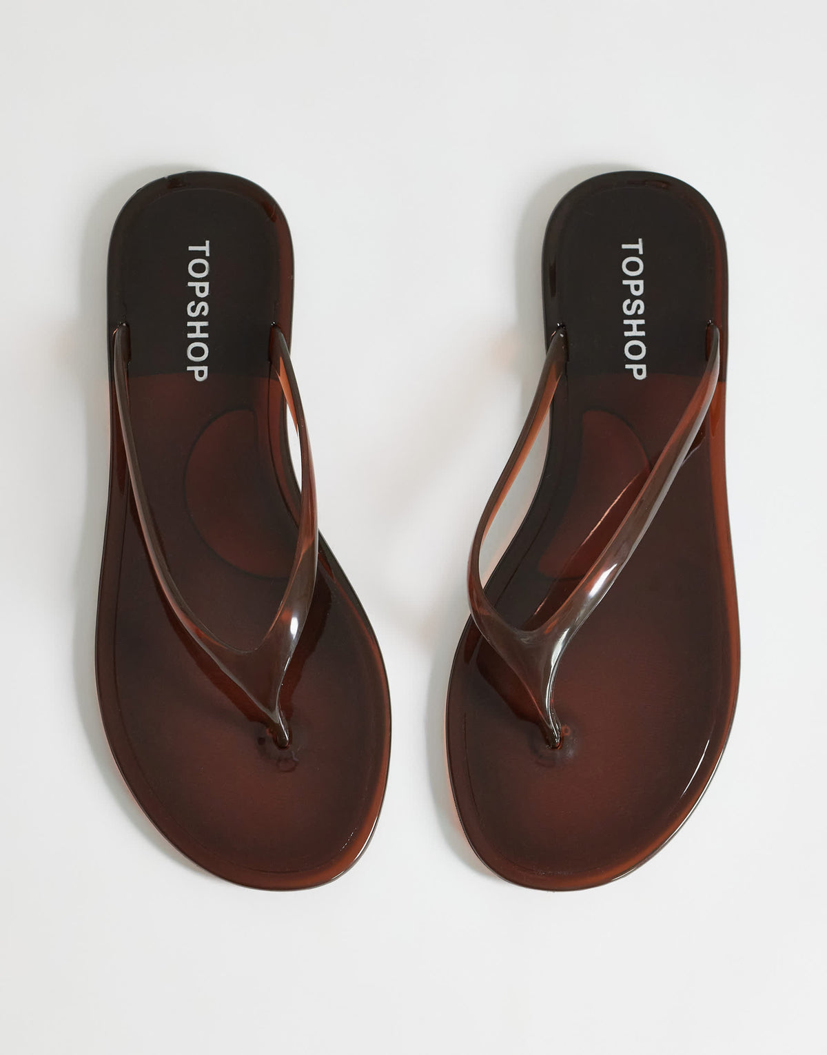 Topshop Elias jelly flip flop in brown