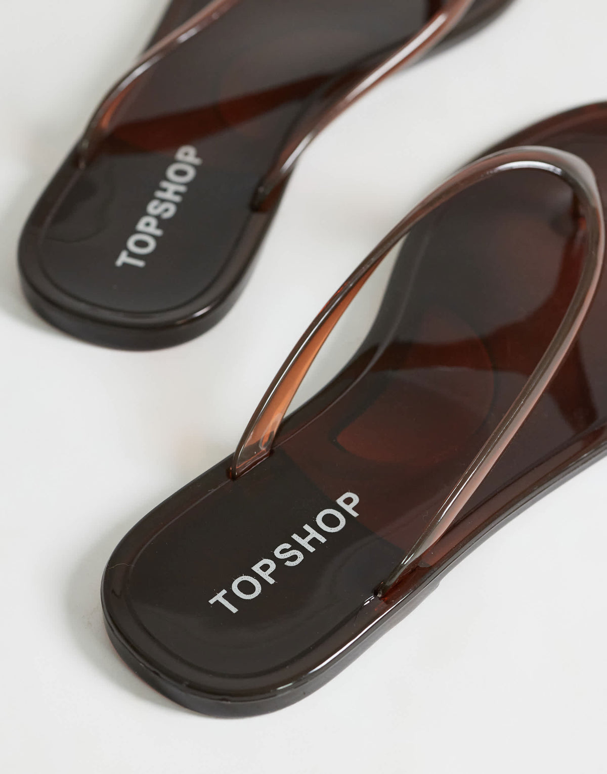 Topshop Elias jelly flip flop in brown