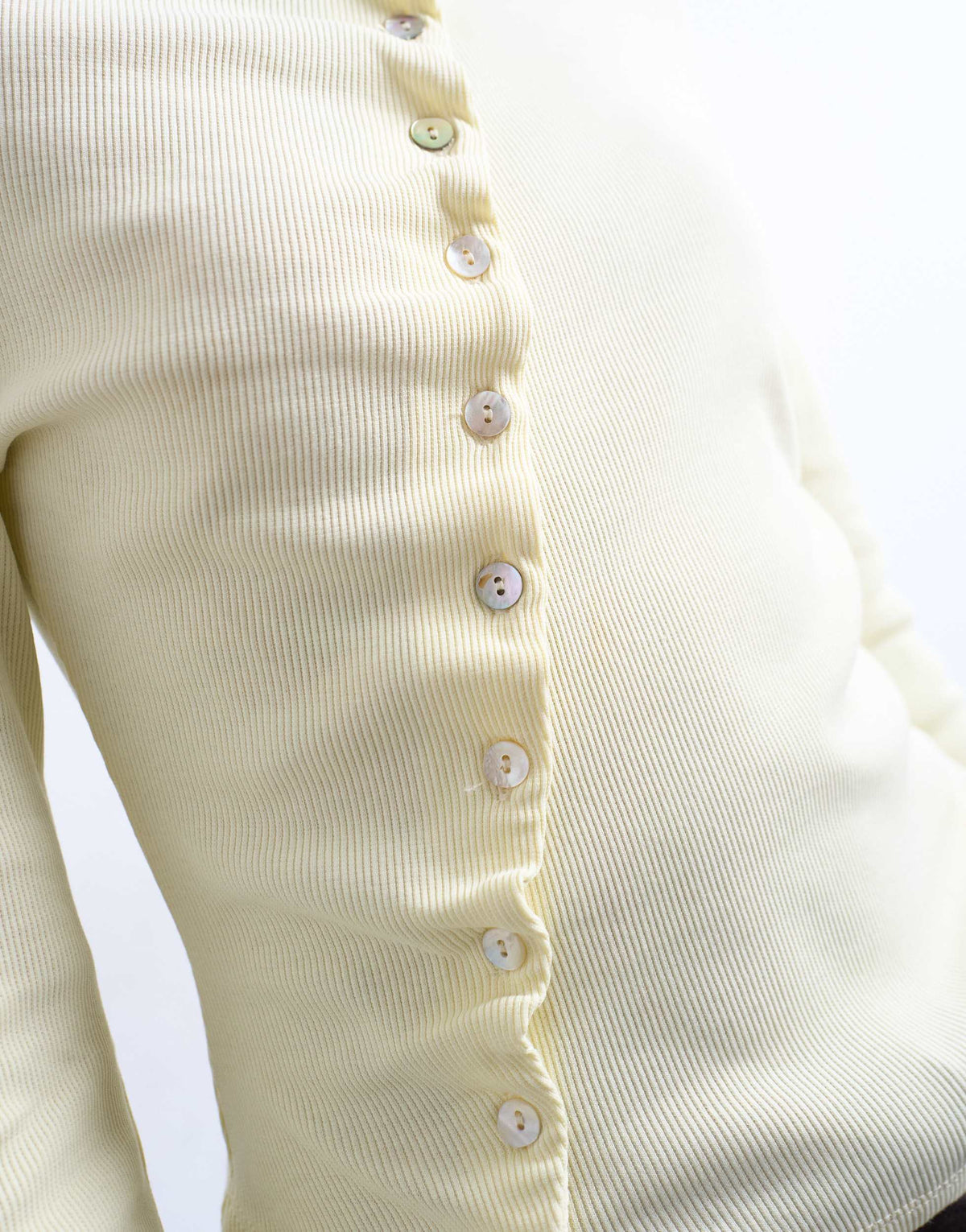 Topshop high neck ruffle button long sleeve top in buttermilk