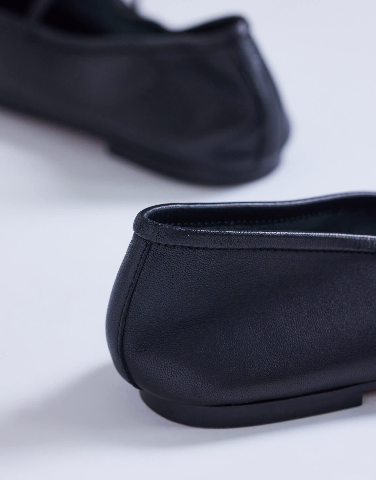Topshop Bella leather round toe ballet flat in black