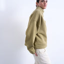 Topshop funnel neck oversized sweat in khaki