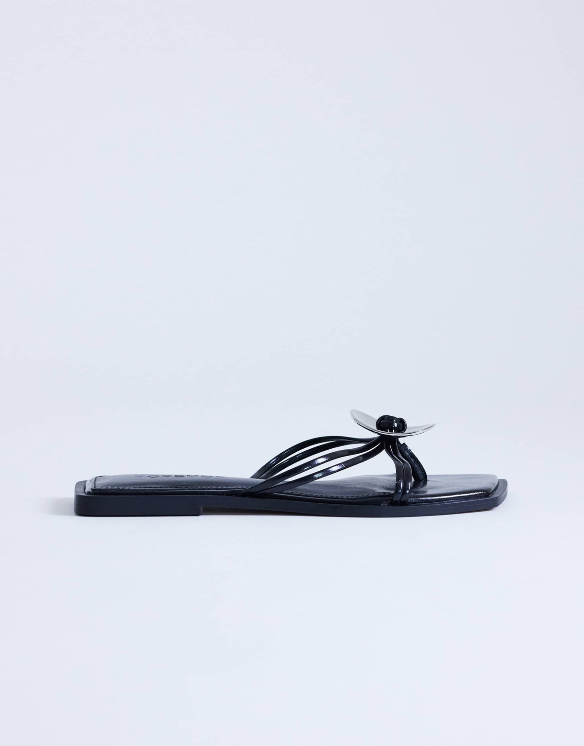 Topshop Rolo hardware detail flat sandal in black