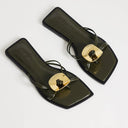 Topshop Rolo hardware detail flat sandal in olive