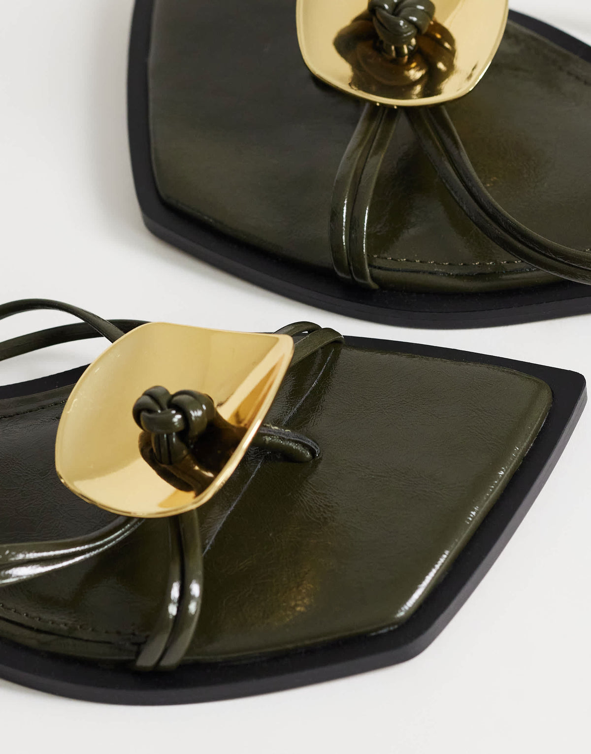 Topshop Rolo hardware detail flat sandal in olive