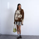 Topshop knitted blurred floral jumper in neutral