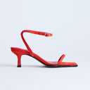 Topshop Ezra strappy mid heel sandal in red hair on real leather