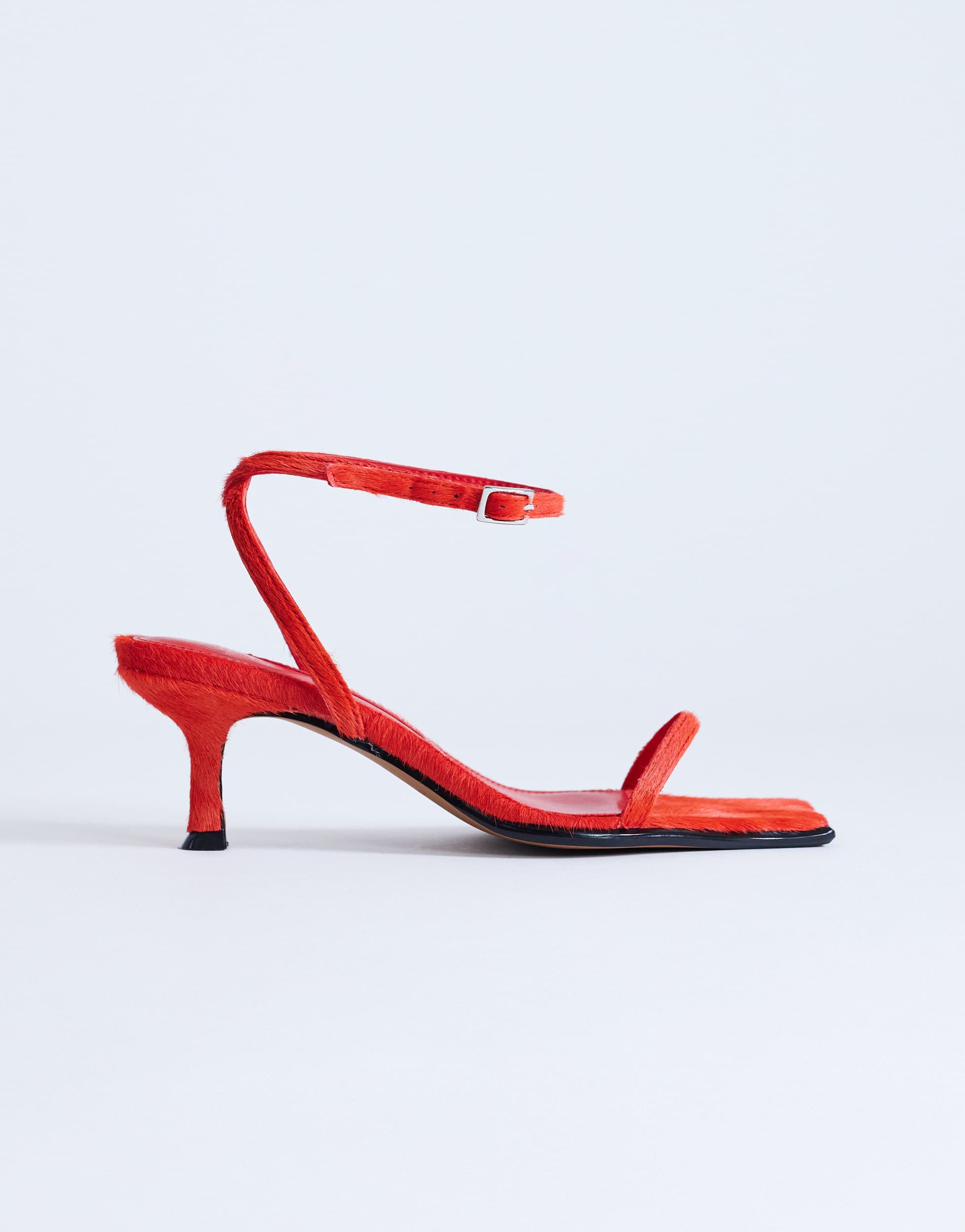 Topshop Ezra strappy mid heel sandal in red hair on real leather