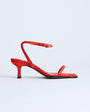 Topshop Ezra strappy mid heel sandal in red hair on real leather