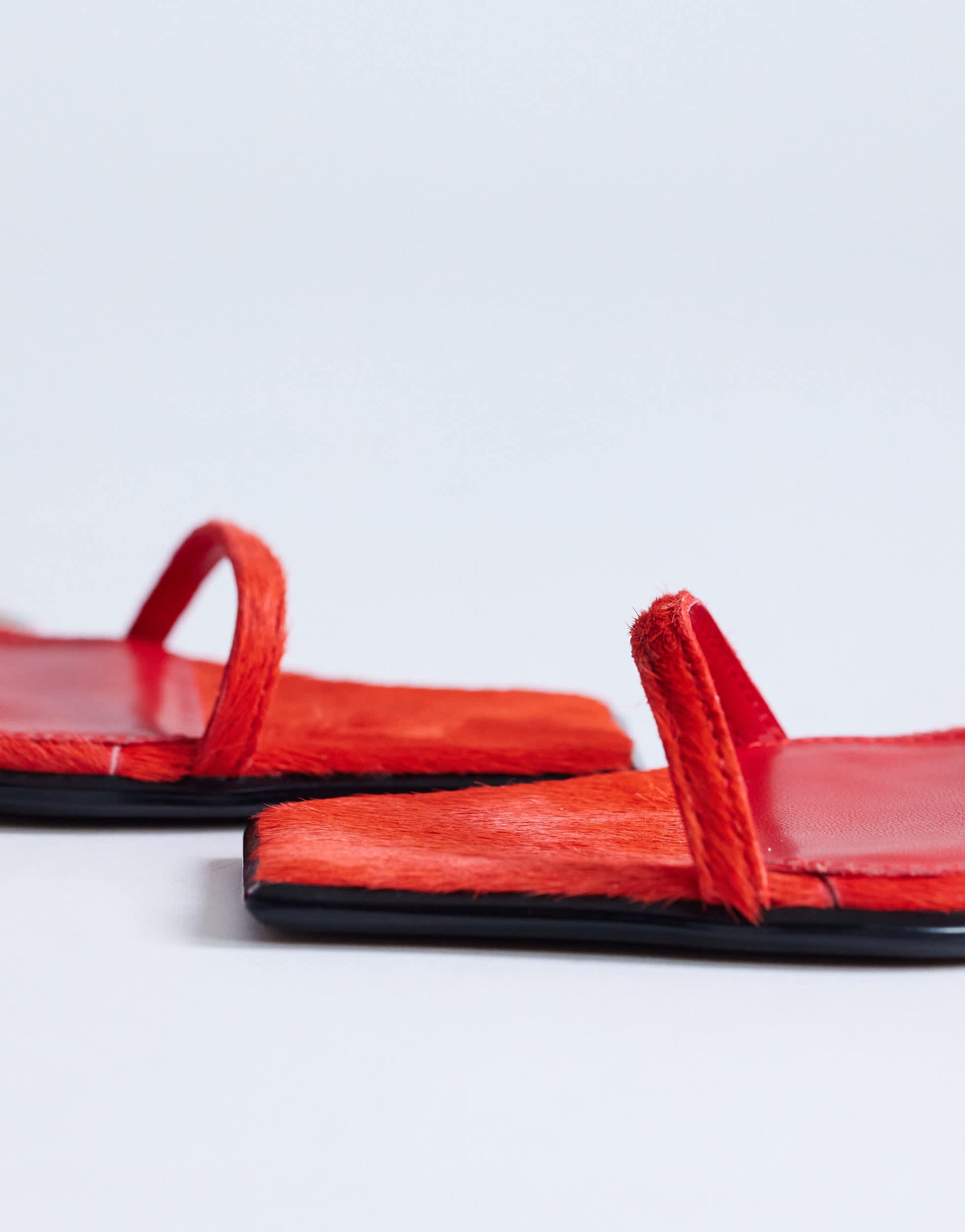 Topshop Ezra strappy mid heel sandal in red hair on real leather
