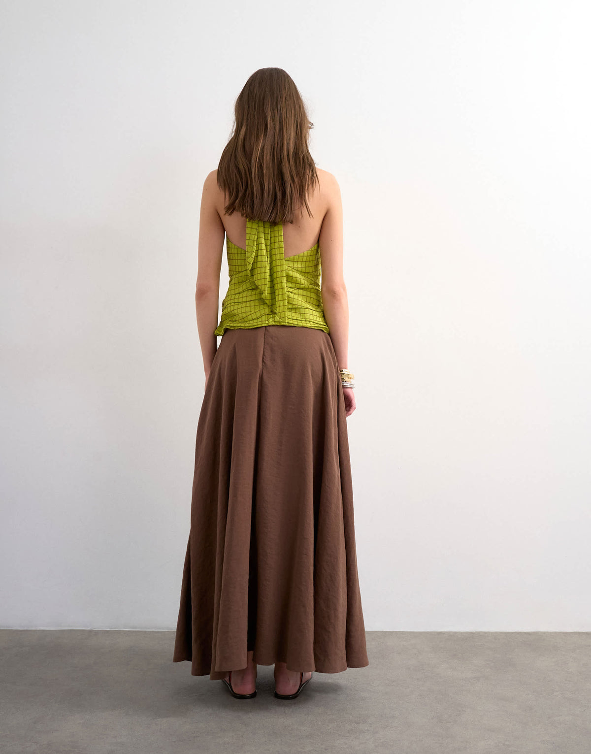 Topshop full circle cupro maxi skirt in chocolate