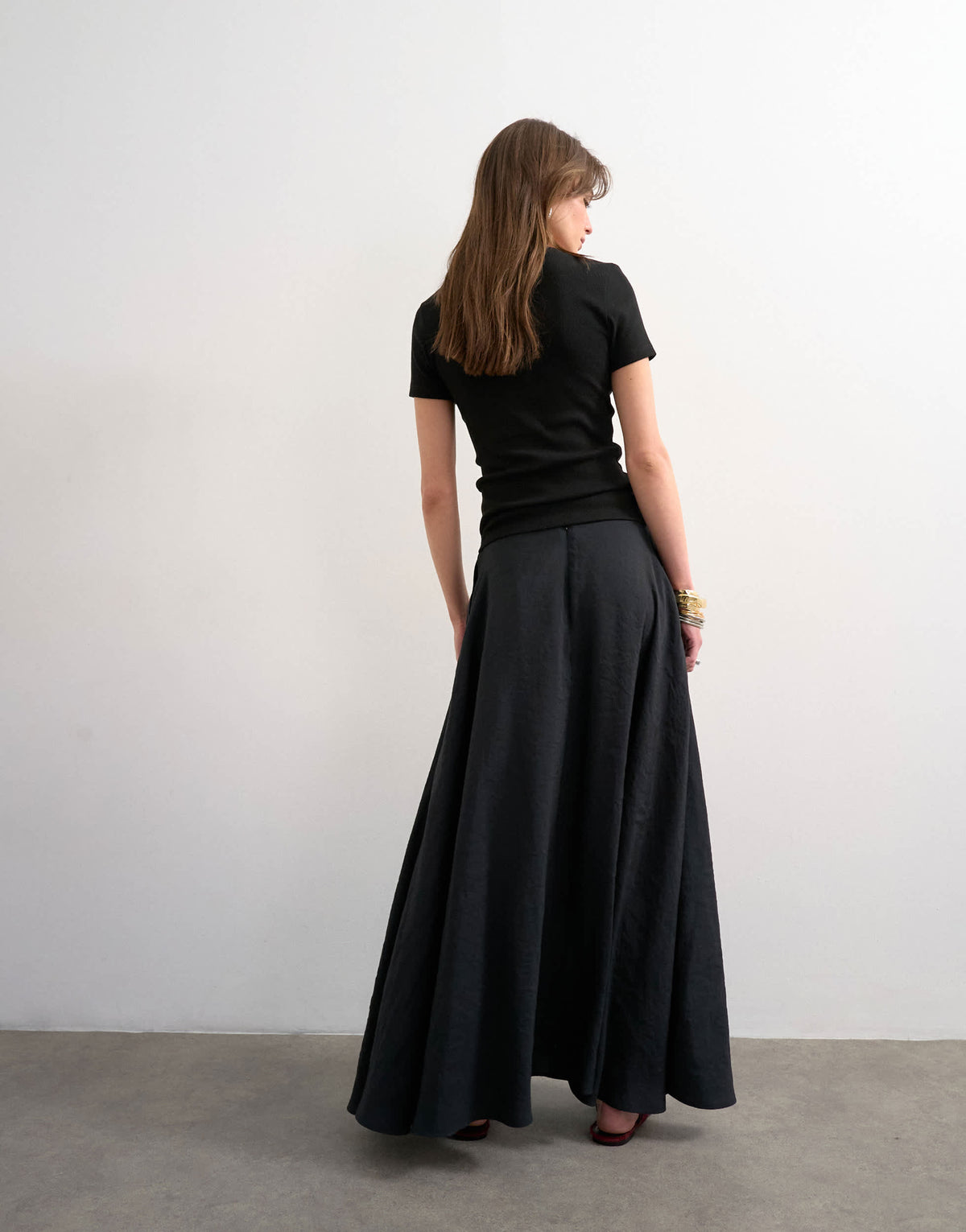 Topshop full circle cupro maxi skirt in black