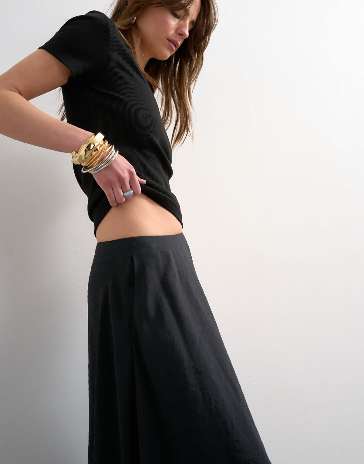 Topshop full circle cupro maxi skirt in black