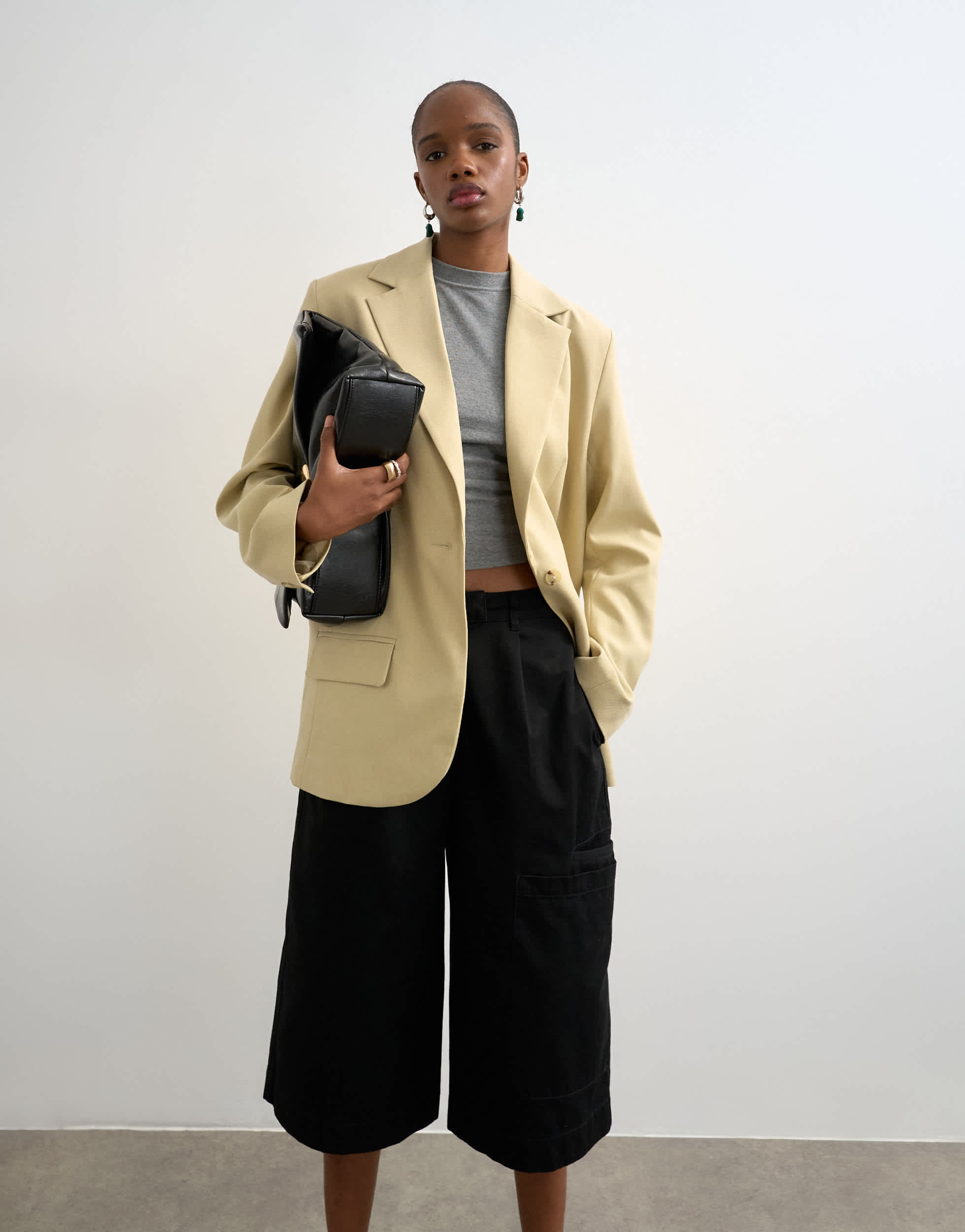 Topshop co ord slouchy chuck on blazer in stone