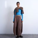 Topshop denim seamed barrel maxi skirt in otter