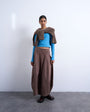 Topshop denim seamed barrel maxi skirt in otter