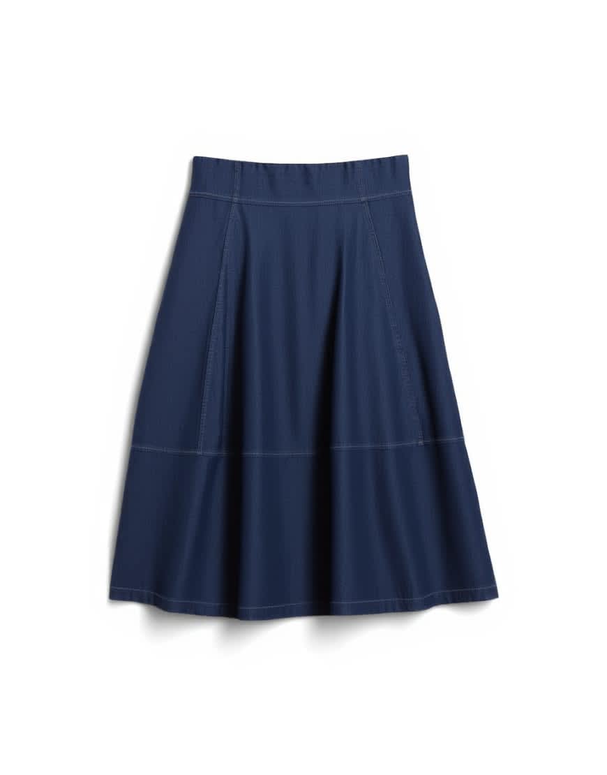 Topshop denim seamed barrel maxi skirt in rich blue