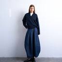 Topshop denim seamed barrel maxi skirt in rich blue